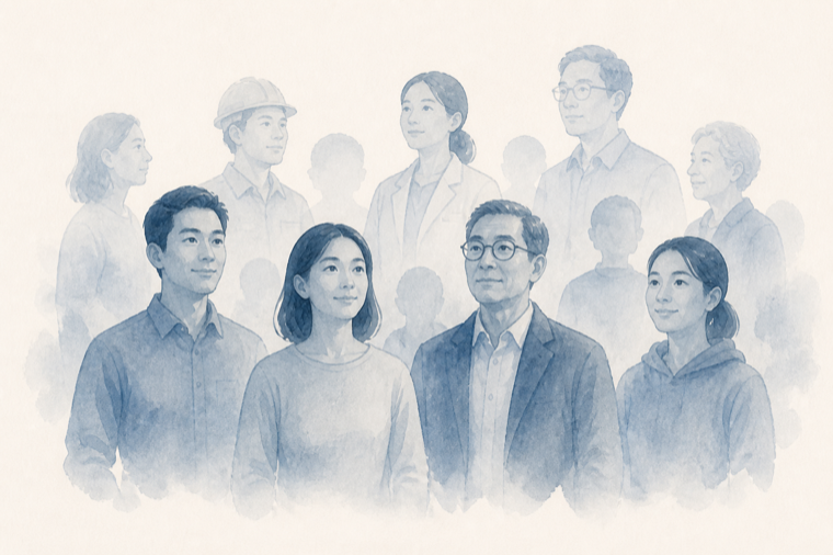 技术与社会信任主题水彩插画